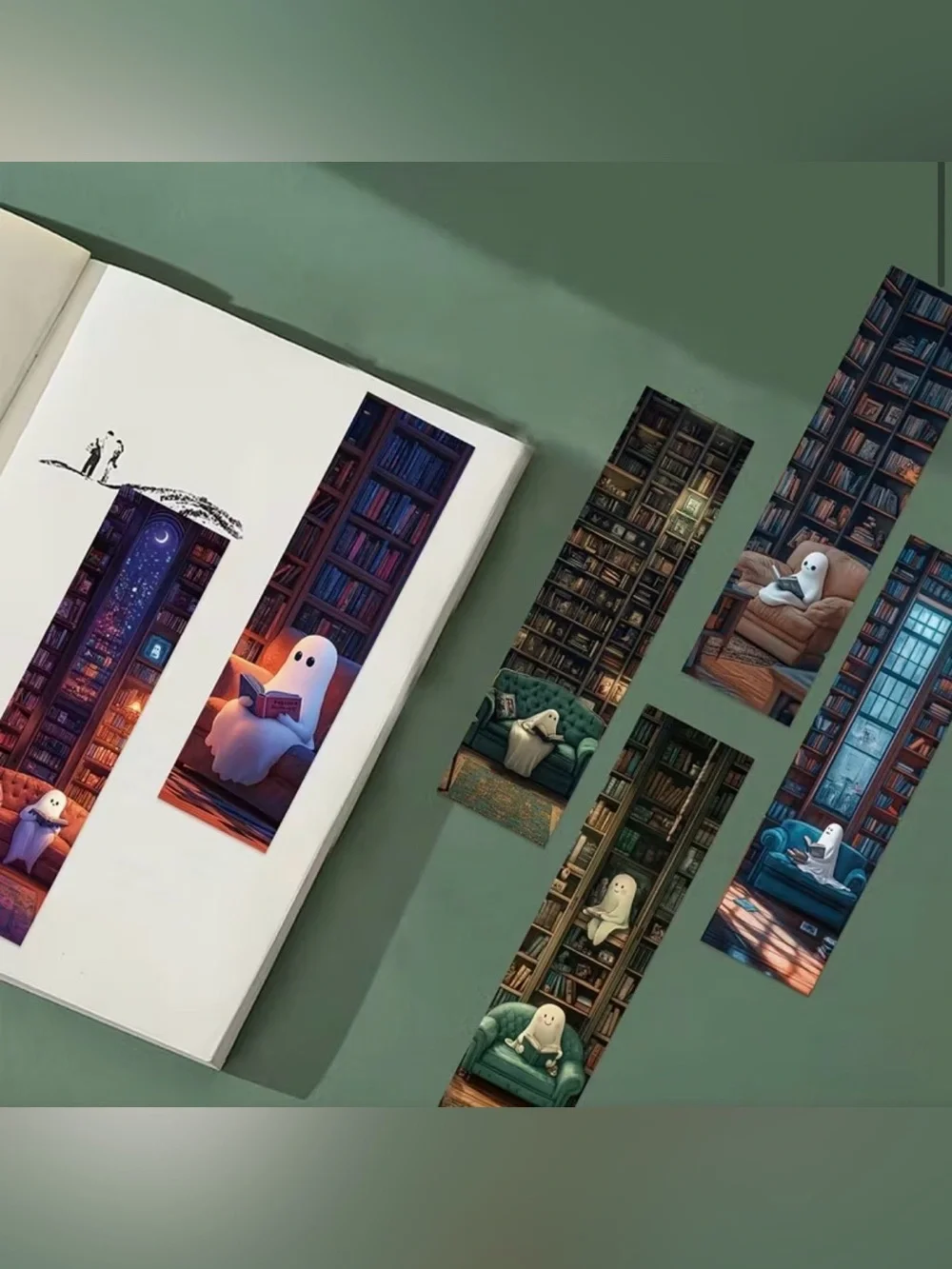 Halloween Ghost Library Print Bookmarks Set of 10